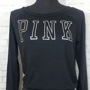 PINK sleepwear crop long sleeve top.